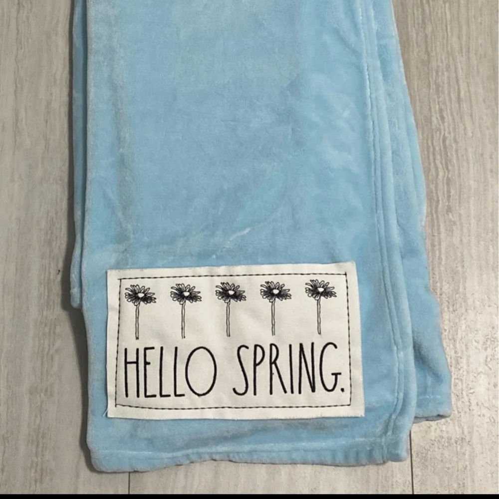 Rae Dunn hello spring blanket
